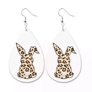 Faux Leather Animal Print Easter Bunny Earrings
